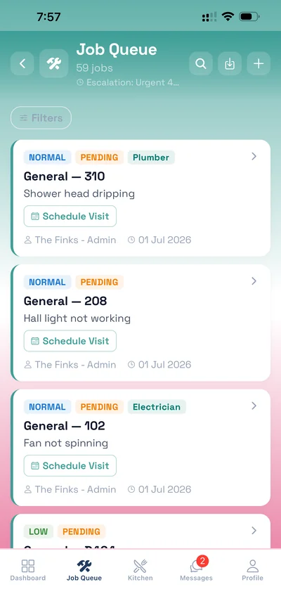 Maintenance job queue